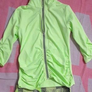 Calvin Klein performance neon yellow zip front Activewear top &  gym leggings